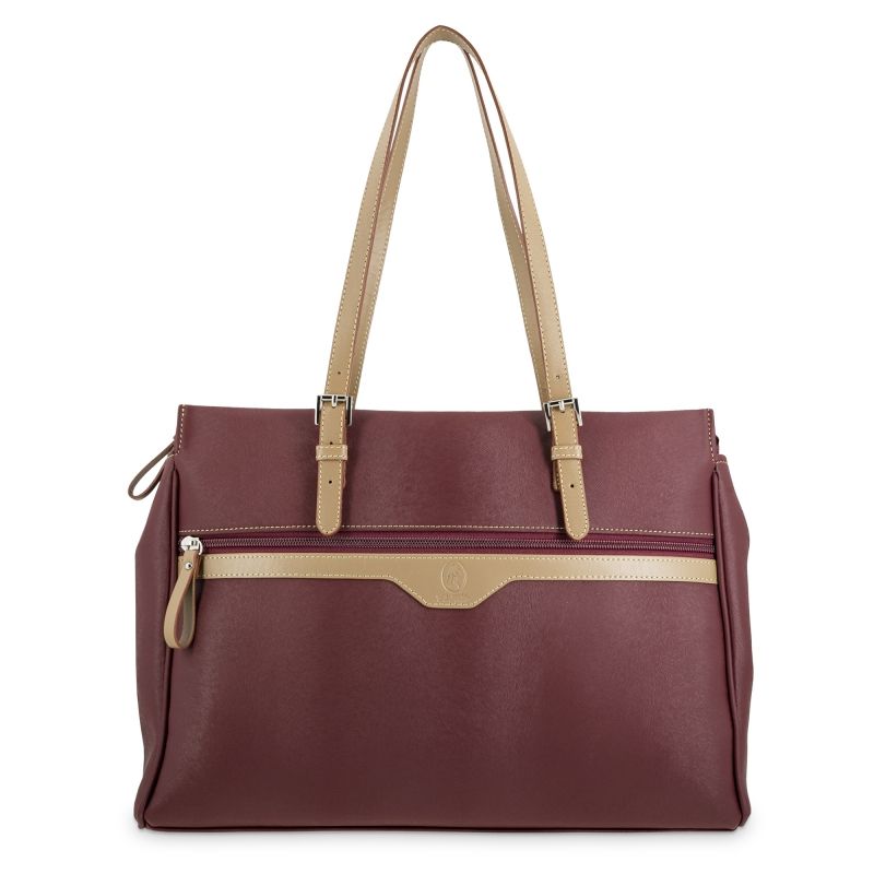 Bolso carpeta lona mujer burdeos Base