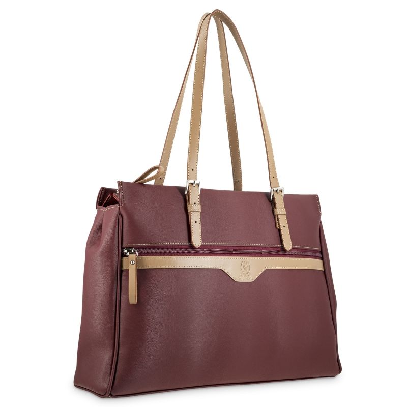 Bolso carpeta lona mujer burdeos Base