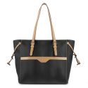 Bolso shopping lona-piel vacuno mujer negro Base