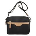 Bolso lona piel vacuno mujer negro Base