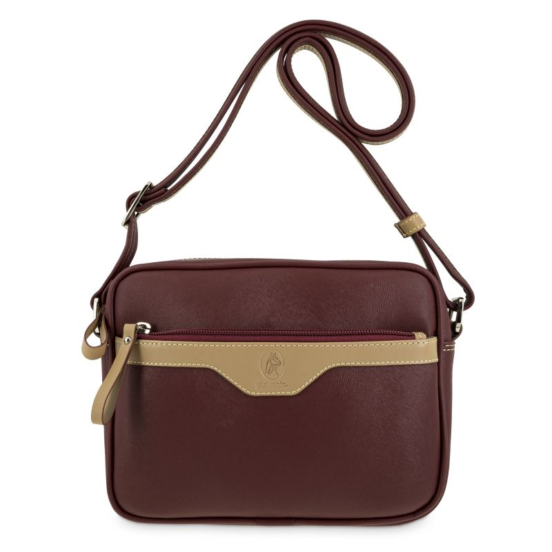 Bolso bandolera lona mujer burdeos Base