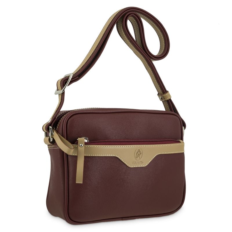 Bolso bandolera lona mujer burdeos Base
