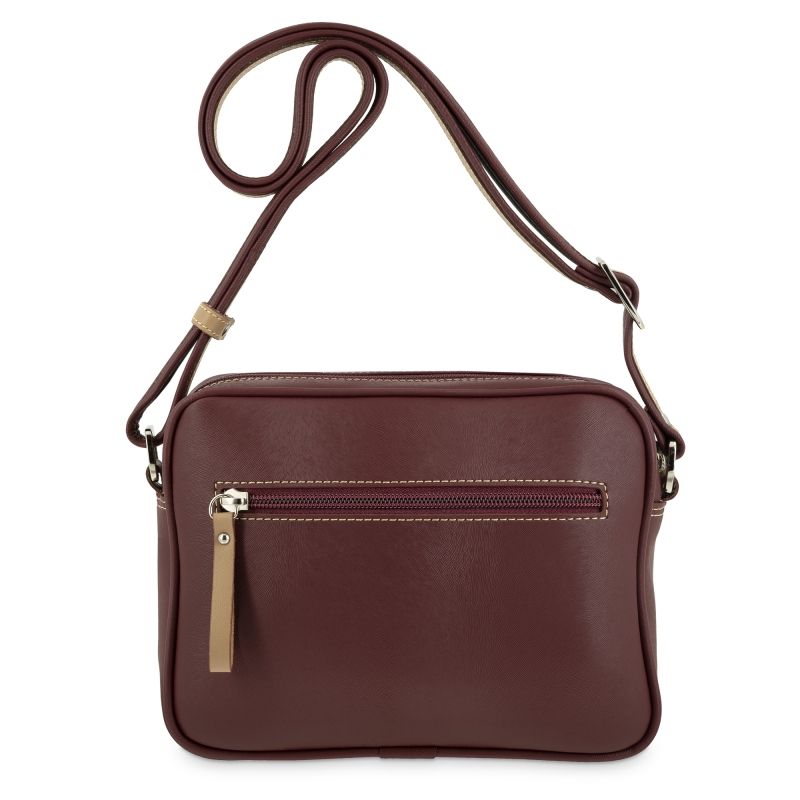 Bolso bandolera lona mujer burdeos Base