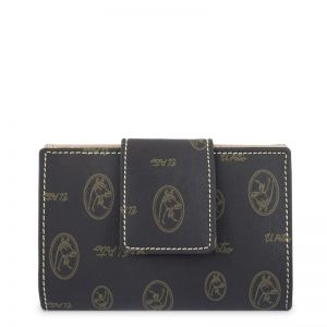 Cartera lona y piel vacuno mujer marrón Vintage