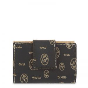 Cartera lona piel vacuno mujer negro Vintage