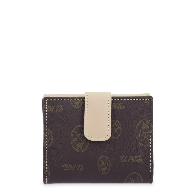 Cartera lona vacuno mujer marrón Vintage