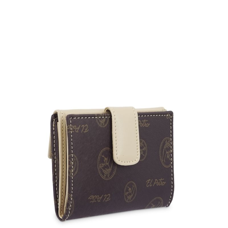 Cartera lona vacuno mujer marrón Vintage