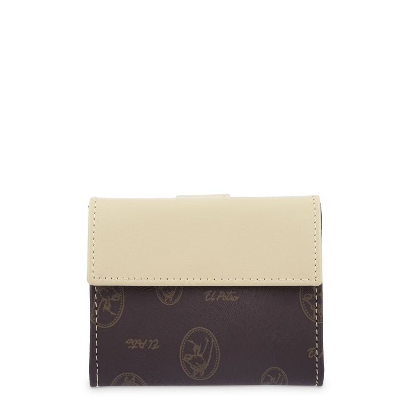 Cartera lona vacuno mujer marrón Vintage