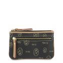 Monedero lona piel vacuno mujer negro Vintage