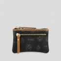 Monedero lona piel vacuno mujer negro Vintage