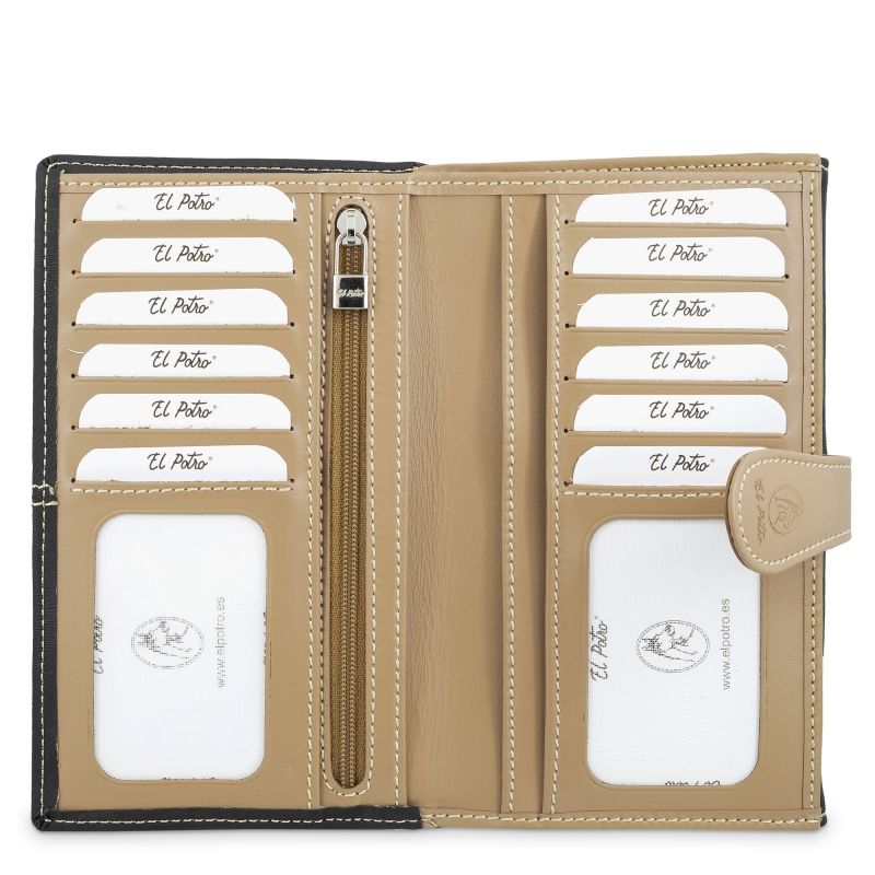 Cartera grande piel mujer negro Base