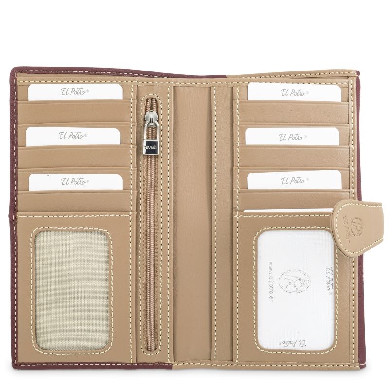 Cartera grande piel mujer burdeos Base