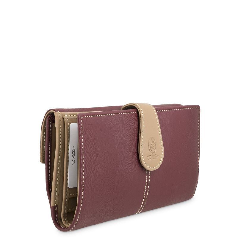 Cartera grande piel mujer burdeos Base
