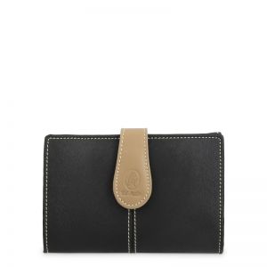 Cartera piel mujer negro Base