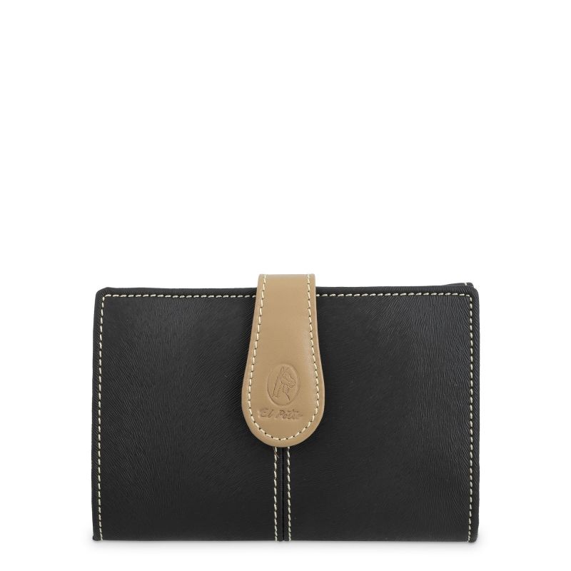 Cartera piel mujer negro Base