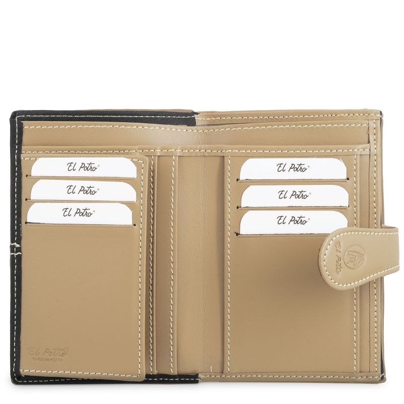 Cartera piel mujer negro Base