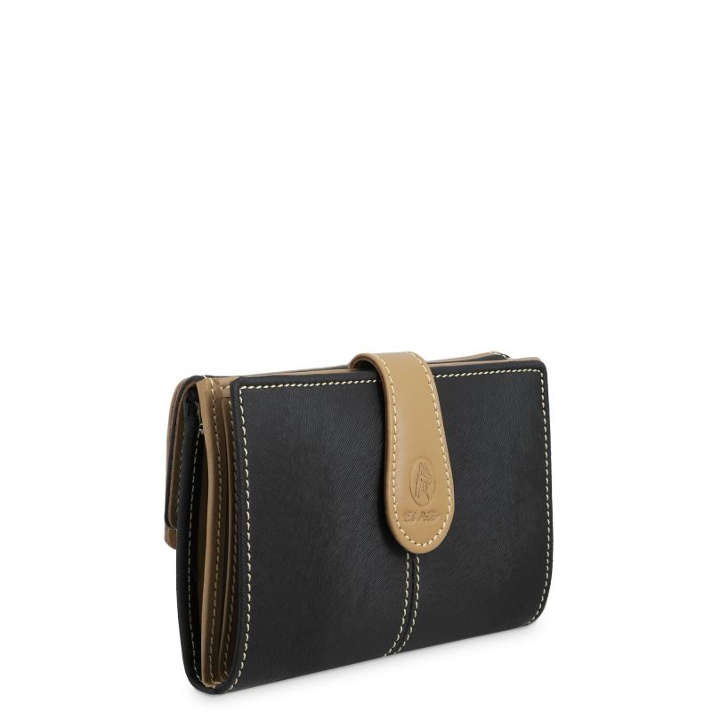 Cartera piel mujer negro Base