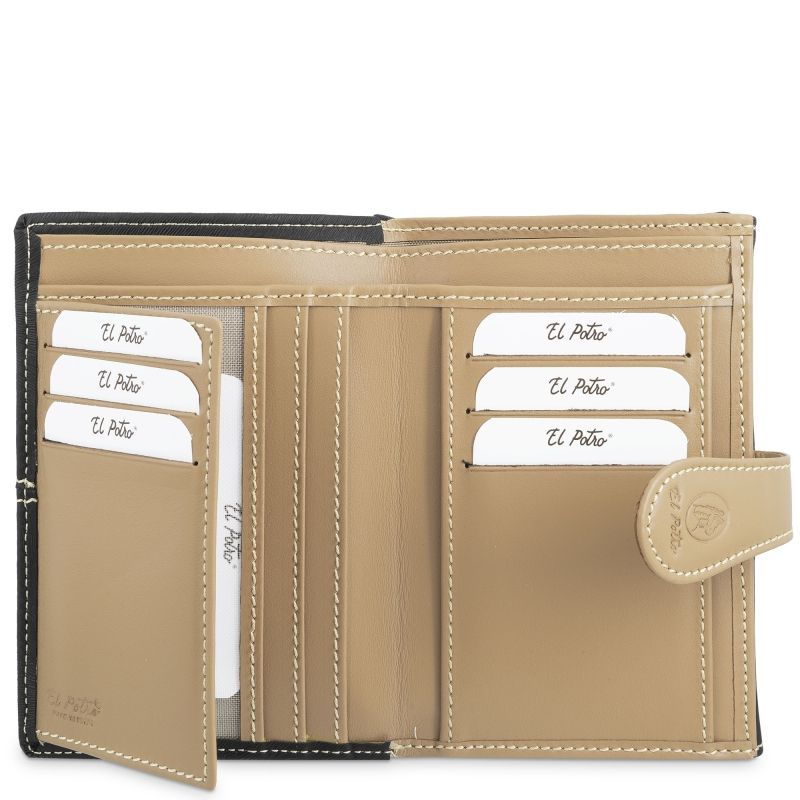 Cartera piel mujer negro Base