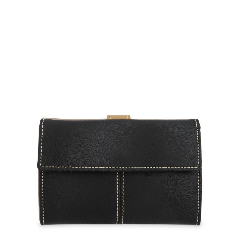 Cartera piel mujer negro Base
