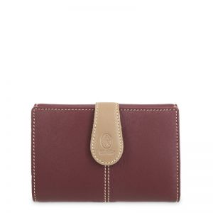 Cartera piel mujer burdeos Base