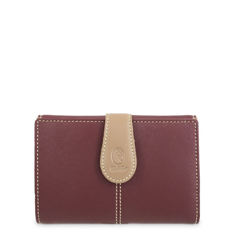 Cartera piel mujer burdeos Base