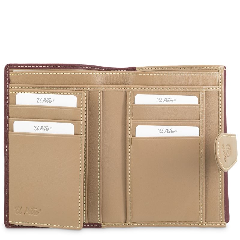Cartera piel mujer burdeos Base