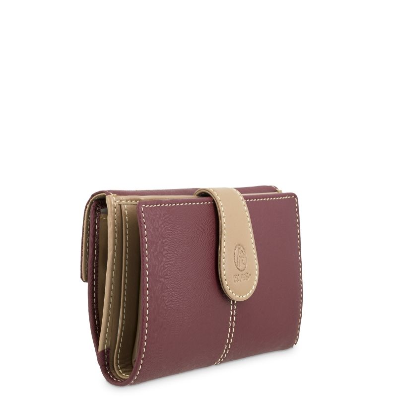 Cartera piel mujer burdeos Base