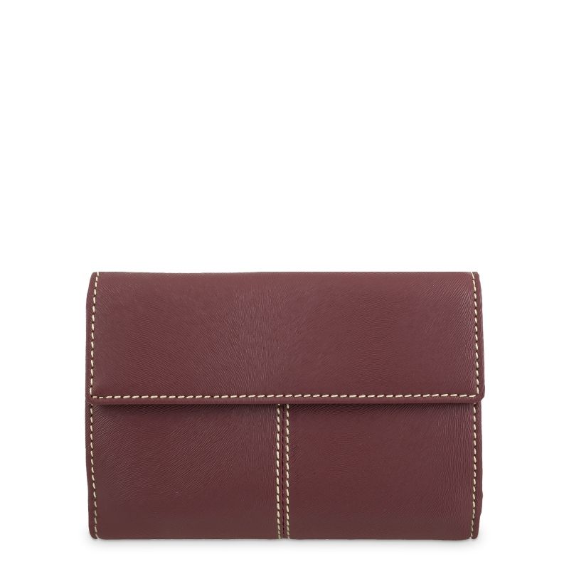 Cartera piel mujer burdeos Base