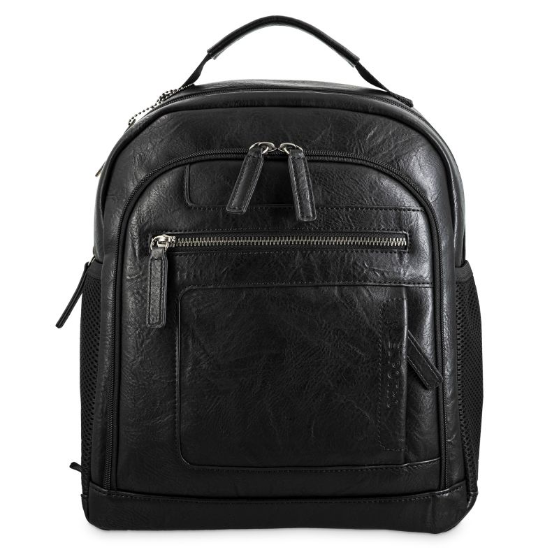 Mochila piel sintética hombre negro Atenas