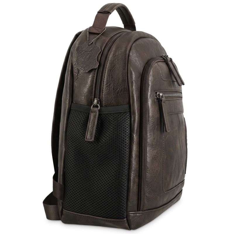 Mochila piel sintética hombre marrón Atenas