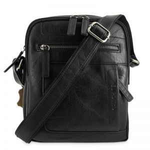 Bolso bandolera mediano piel sintética hombre negro Atenas