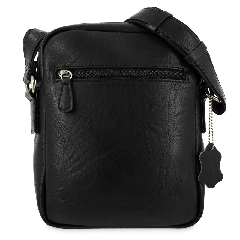 Bolso bandolera mediano piel sintética hombre negro Atenas