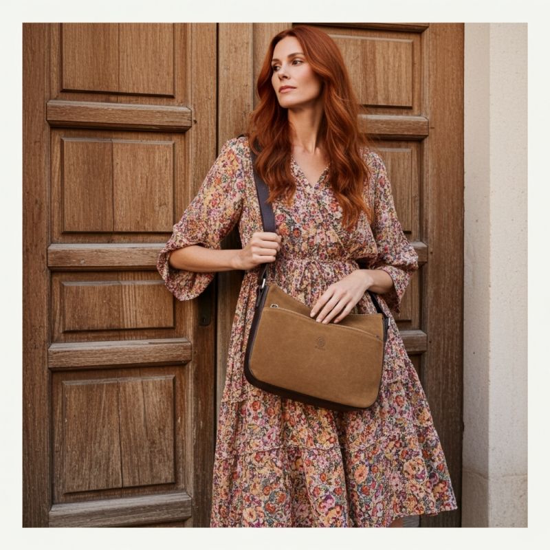 Bolso góndola piel mujer castaño Natural