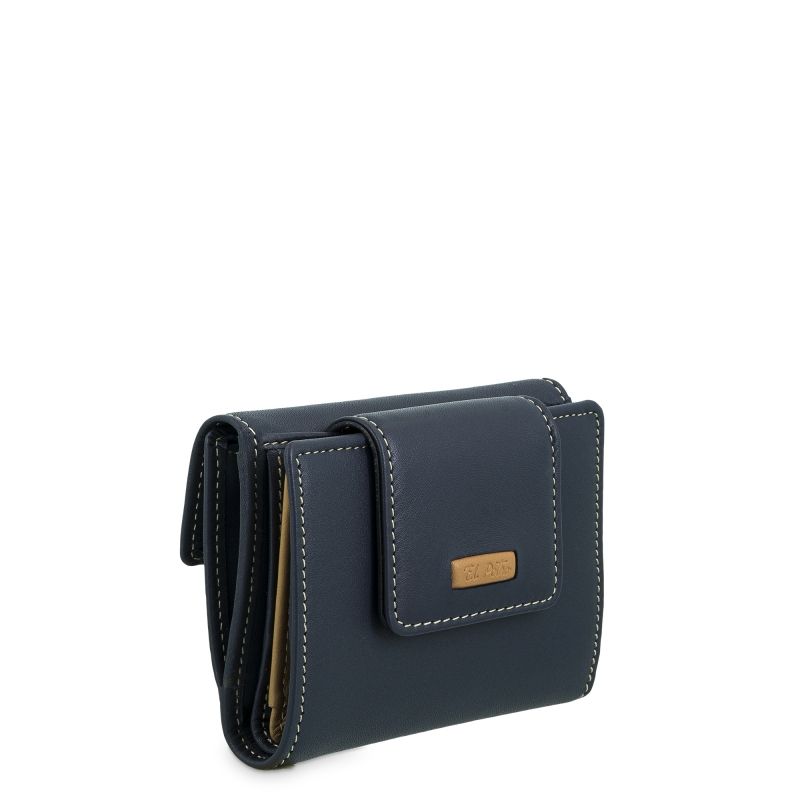 Cartera Piel Vacuno Mujer Azul Mate