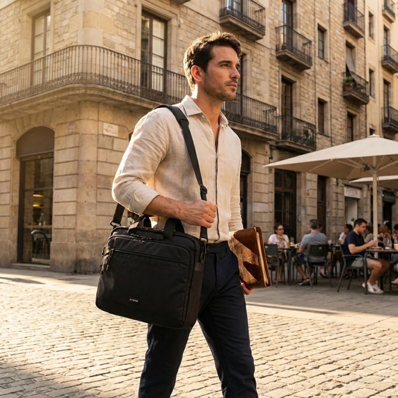 Carpeta Nylon Hombre Negro New-Sport