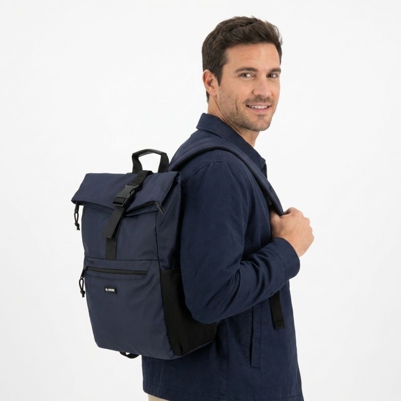Mochila Nylon Hombre Azul New-Sport