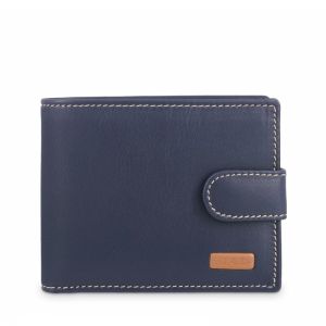 Cartera piel vacuno hombre azul Mate