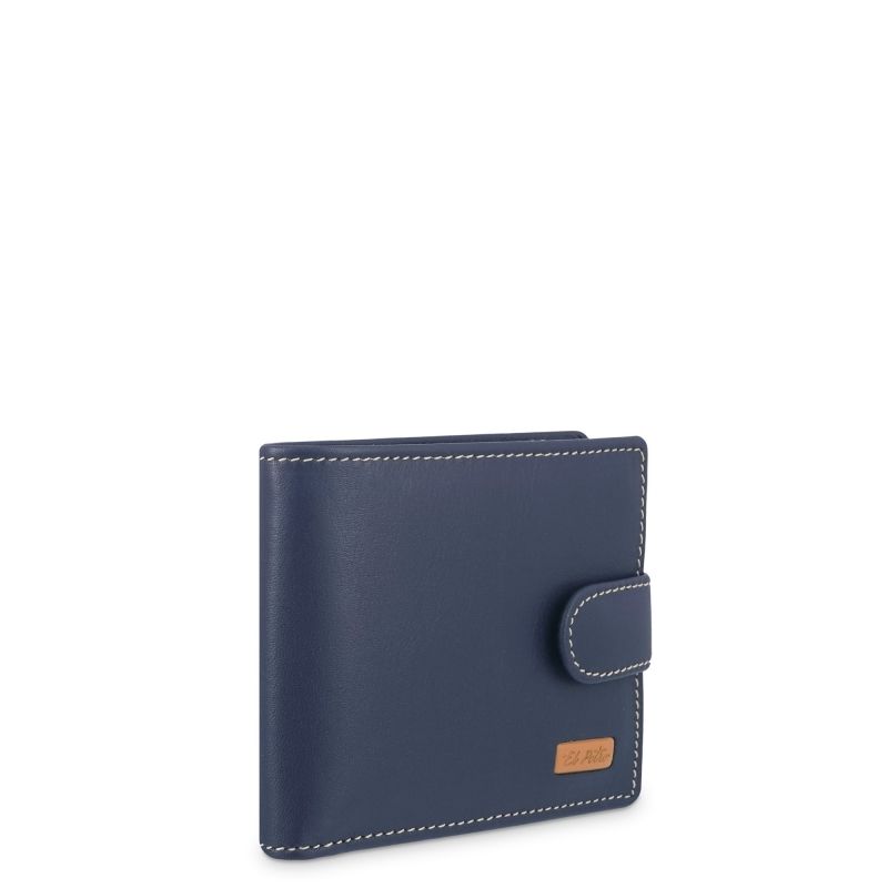 Cartera piel vacuno hombre azul Mate