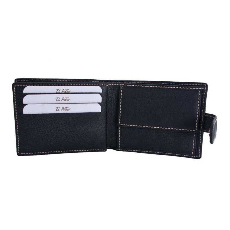 Cartera piel hombre negro Mate