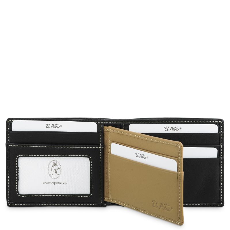 Cartera piel hombre negro Mate