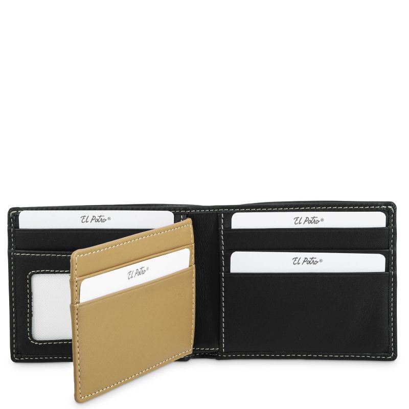 Cartera piel hombre negro Mate