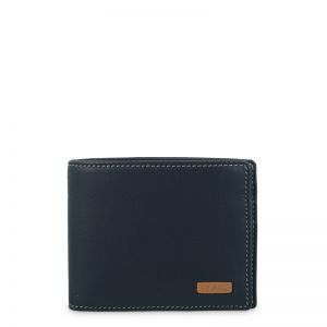 Cartera Piel Hombre Azul Mate