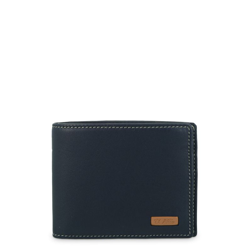 Cartera Piel Hombre Azul Mate
