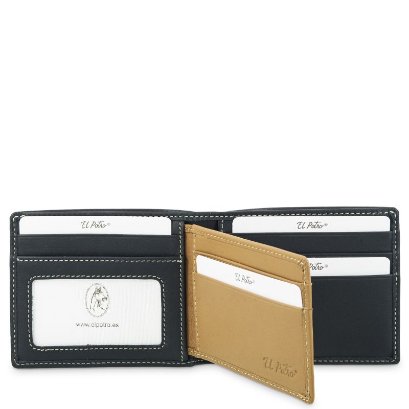 Cartera Piel Hombre Azul Mate