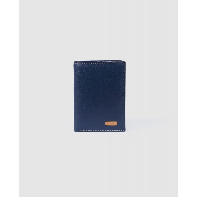 Cartera piel vacuno hombre azul Mate