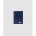 Cartera piel vacuno hombre azul Mate