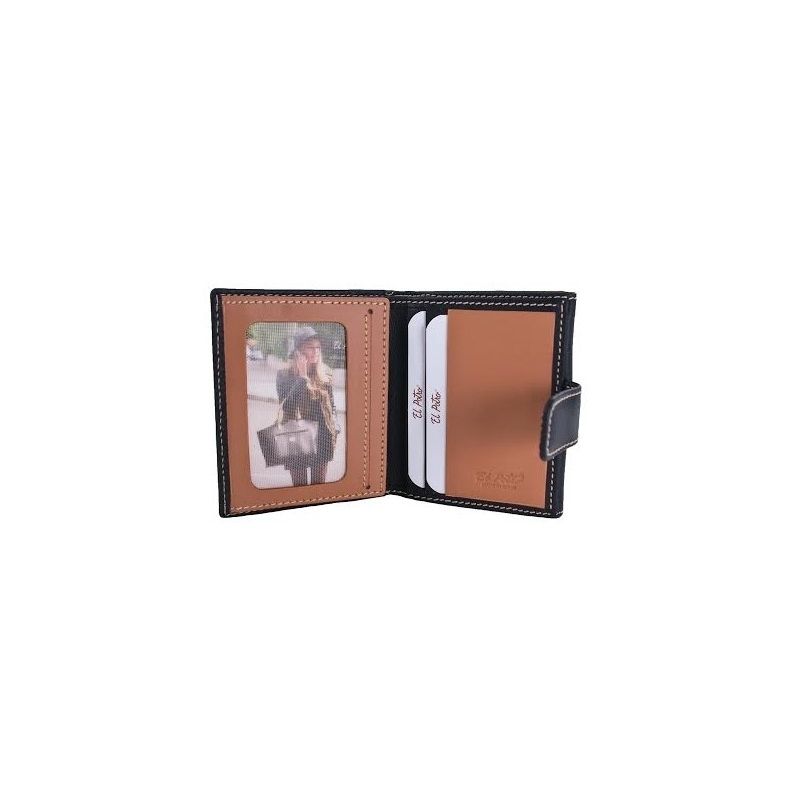Cartera Piel Hombre Negro Mate