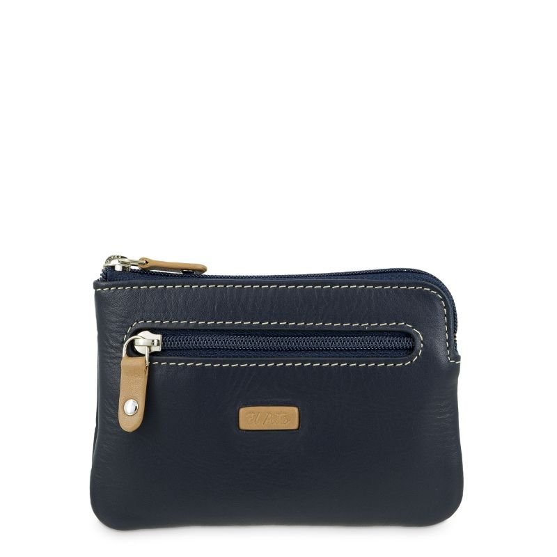Monedero Piel Vacuno Hombre Azul Mate