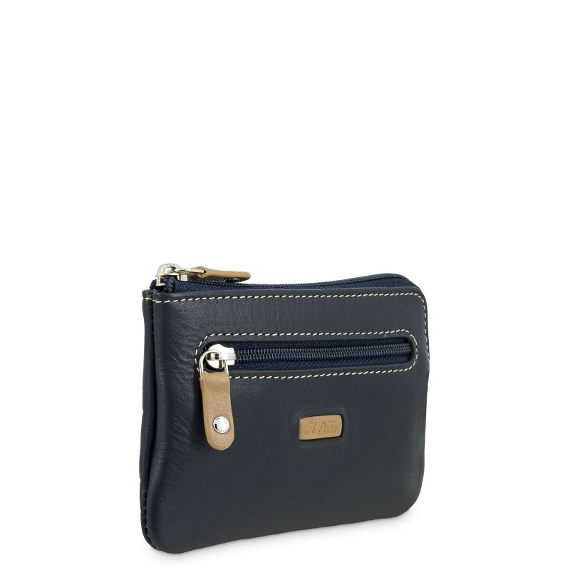 Monedero Piel Vacuno Hombre Azul Mate