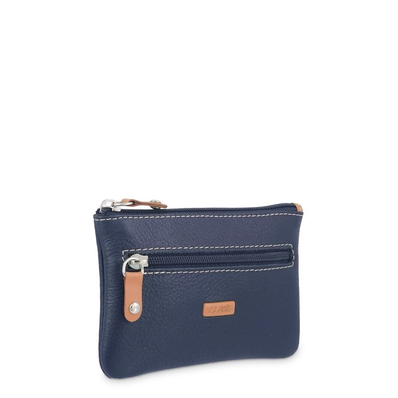 Monedero piel vacuno hombre azul Mate